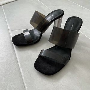 Zara Black Clear Mule Heels.